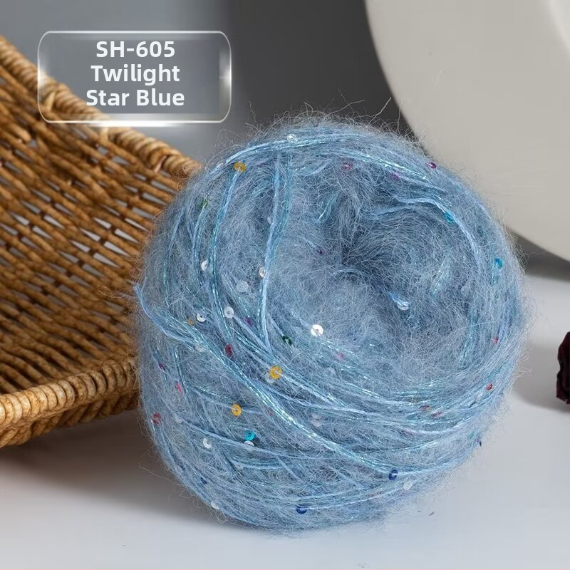 Νήμα Mohair για Πλέξιμο — DIY σετ για φουλάρι και καπέλο με παγιέτες