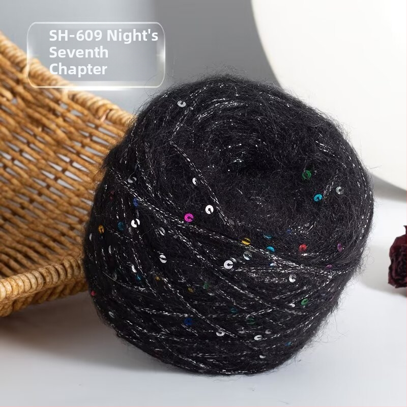 Νήμα Mohair για Πλέξιμο — DIY σετ για φουλάρι και καπέλο με παγιέτες