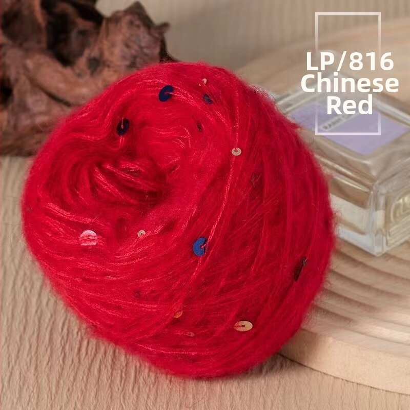 Νήμα Mohair για Πλέξιμο — DIY σετ για φουλάρι και καπέλο με παγιέτες