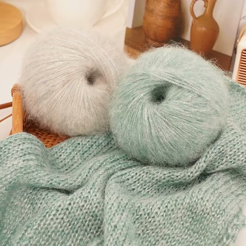 Μόχαϊρ νήμα – αεροστροφή, γραμμή Reunion, για χειροποίητο πλέξιμο, σπρέι μόχαϊρ, Blue Tears