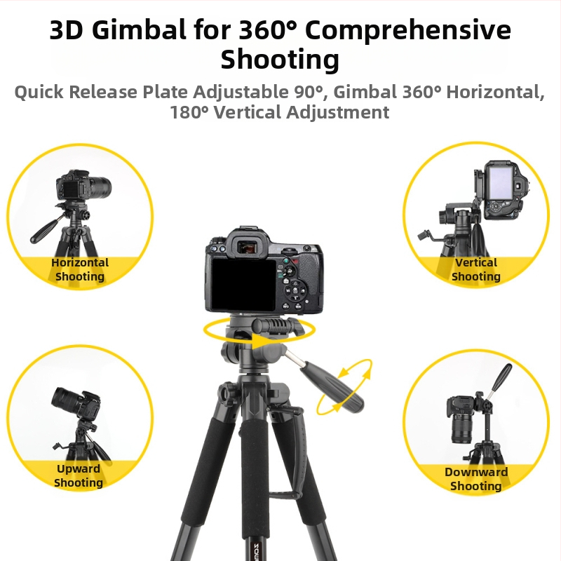 Zomei Q188 Трипод със 3-осева глава, алуминиева сплав, капацитет 5 кг, система за бързо освобождаване