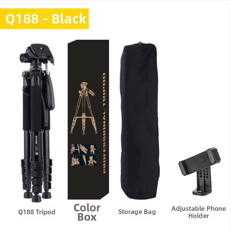 Zomei Q188 statīvs ar 3 asu galvu, alumīnija sakausējums, slodze 5 kg, ātrās atbrīvošanas plāksne