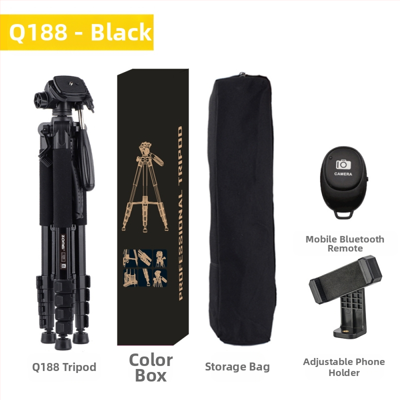 Zomei Q188 statīvs ar 3 asu galvu, alumīnija sakausējums, slodze 5 kg, ātrās atbrīvošanas plāksne