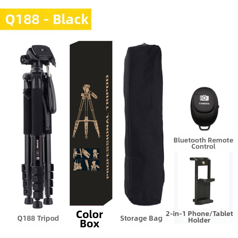 Zomei Q188 statīvs ar 3 asu galvu, alumīnija sakausējums, slodze 5 kg, ātrās atbrīvošanas plāksne