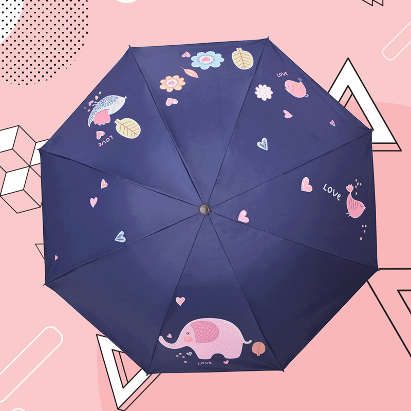 Сгъваем чадър с карикатурно мече дизайн, 8 стоманени ребра, плат 190T с винил покритие, автоматично отваряне, полуавтоматично затваряне, UV защита UPF > 30