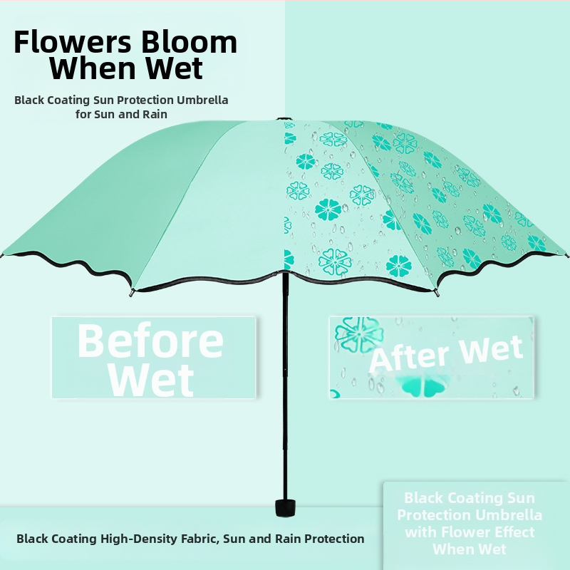 Γυναικεία διπλής χρήσης αναδιπλούμενη ομπρέλα για ήλιο και βροχή, χειροκίνητο άνοιγμα/κλείσιμο, UPF 50+, 8 ατσάλινα ραβδιά, βάρος 320 g