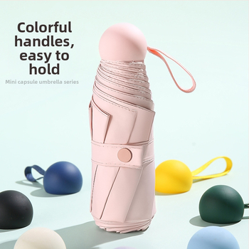 Red Leaves Петсекционен слънчев чадър, унисекс, компактен и преносим, 6 ребра, ръчно отваряне, UPF >50, 190T материя, стоманена ос