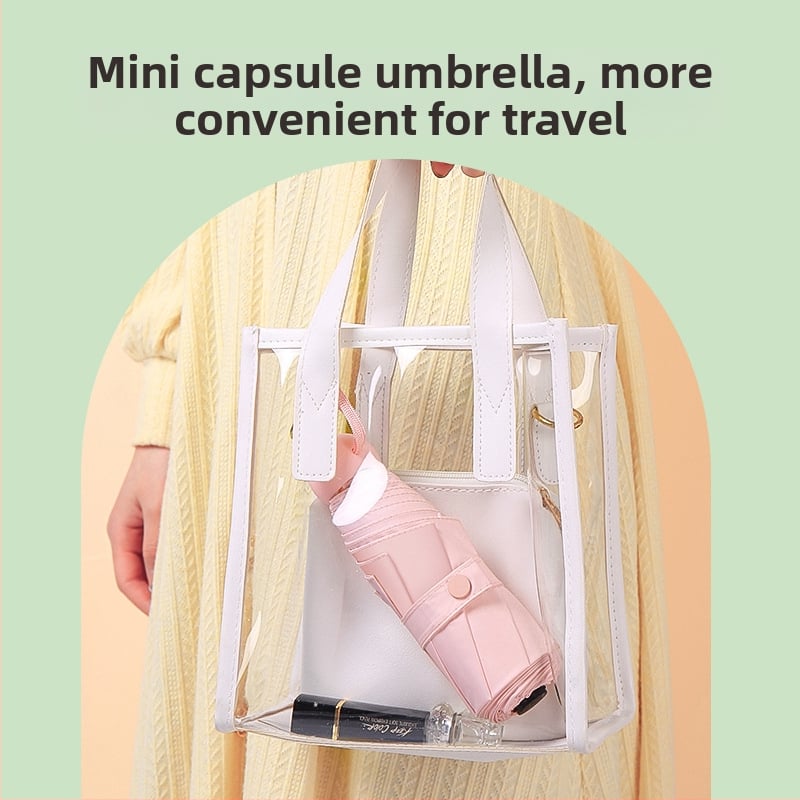 Red Leaves Петсекционен слънчев чадър, унисекс, компактен и преносим, 6 ребра, ръчно отваряне, UPF >50, 190T материя, стоманена ос