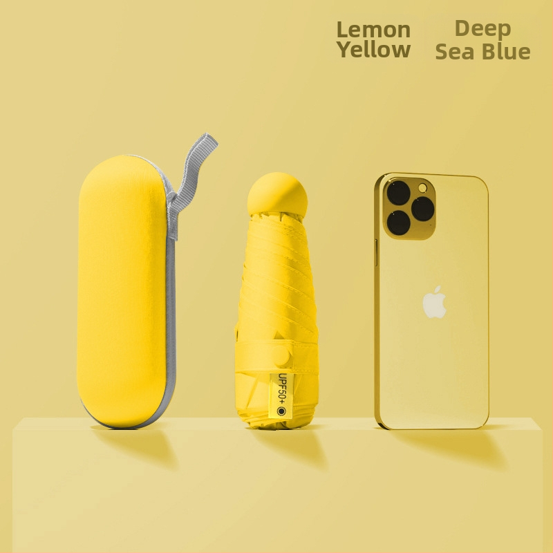 Red Leaves Петсекционен слънчев чадър, унисекс, компактен и преносим, 6 ребра, ръчно отваряне, UPF >50, 190T материя, стоманена ос