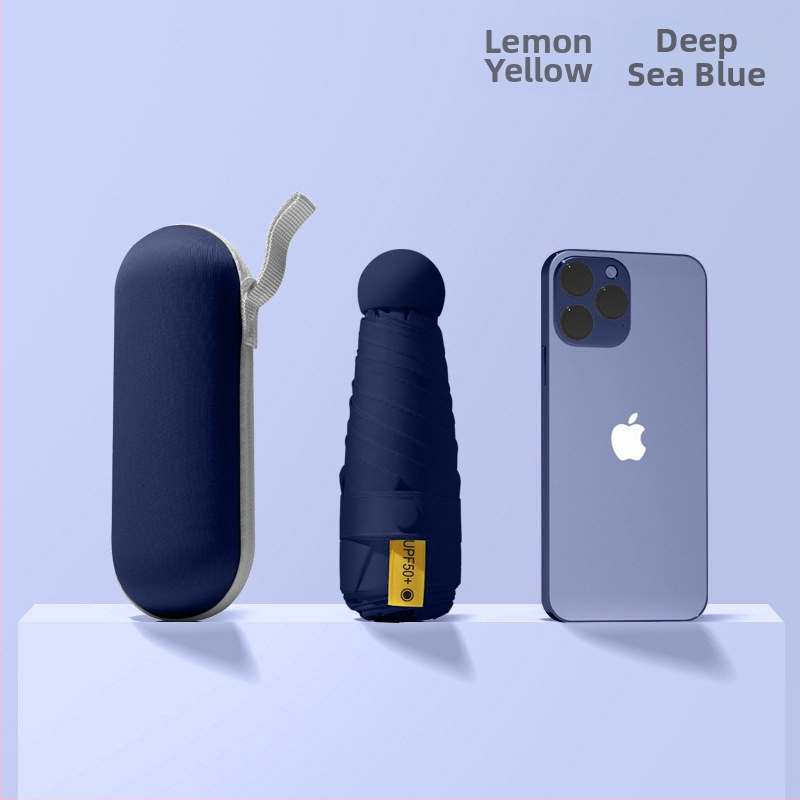 Red Leaves Петсекционен слънчев чадър, унисекс, компактен и преносим, 6 ребра, ръчно отваряне, UPF >50, 190T материя, стоманена ос