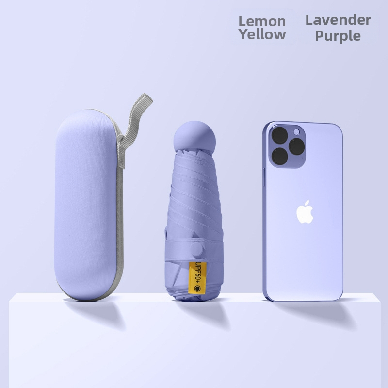 Red Leaves Петсекционен слънчев чадър, унисекс, компактен и преносим, 6 ребра, ръчно отваряне, UPF >50, 190T материя, стоманена ос