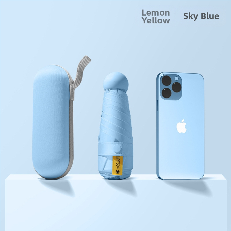 Red Leaves Петсекционен слънчев чадър, унисекс, компактен и преносим, 6 ребра, ръчно отваряне, UPF >50, 190T материя, стоманена ос