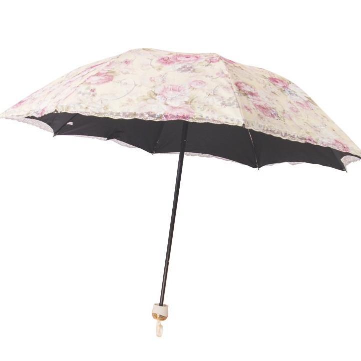 Слънчев чадър с двуслойна конструкция, бродирана дантела и винилово покритие; UPF над 40; 8 ребра