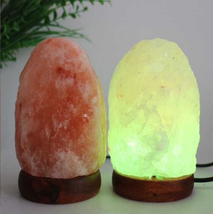 Нощна светлина Хималайска сол лампа, геометричен кристален абажур, захранване от контакт, ≤36V, модерен минимализъм