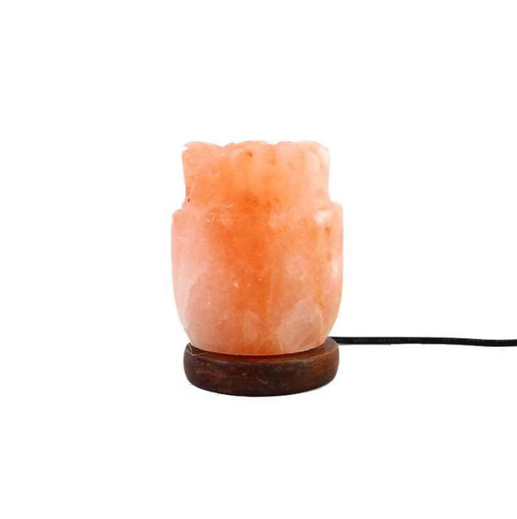 Нощна светлина Хималайска сол лампа, геометричен кристален абажур, захранване от контакт, ≤36V, модерен минимализъм