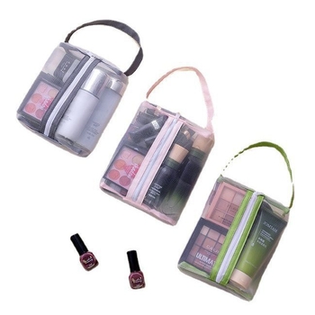 Κοσμητική τσάντα – διαφανής με δίχτυ, νάιλον + δίχτυ, στυλ τσάντας χεριού, πολυλειτουργικός ταξιδιωτικός οργανωτής αποθήκευσης καλλυντικών (Μοντέλο 01B1300)