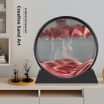 Stiklinis 3D smėlio laikrodis, dinamiška smėlio meno dekoracija biurui ir svetainei, modernus minimalistinis stilius, dovana