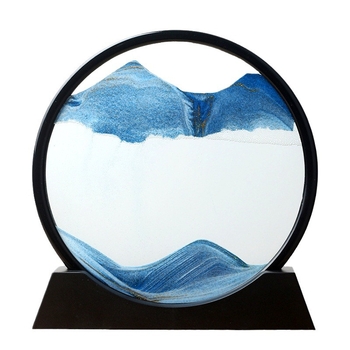 Stiklinis 3D smėlio laikrodis, dinamiška smėlio meno dekoracija biurui ir svetainei, modernus minimalistinis stilius, dovana