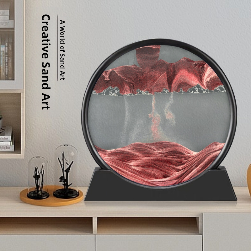 Стъклен 3D пясъчен часовник, художествена пясъчна картина, модерна минималистична декорация за офис и хол