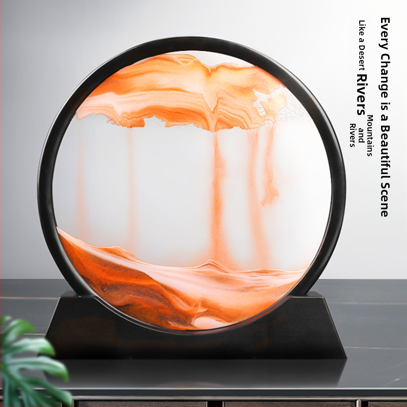 Стъклен 3D пясъчен часовник, художествена пясъчна картина, модерна минималистична декорация за офис и хол