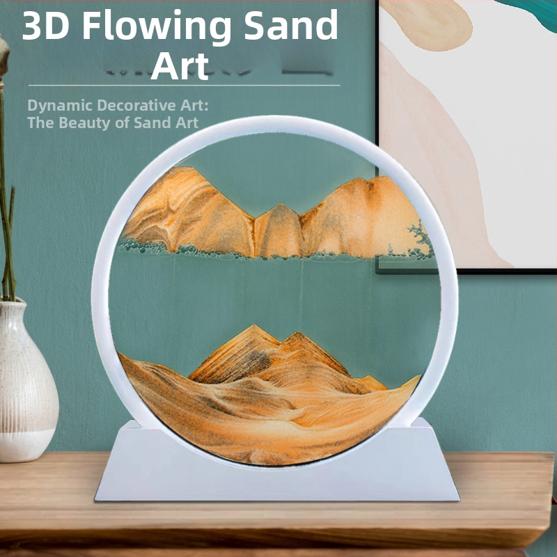 Стъклен 3D пясъчен часовник, художествена пясъчна картина, модерна минималистична декорация за офис и хол