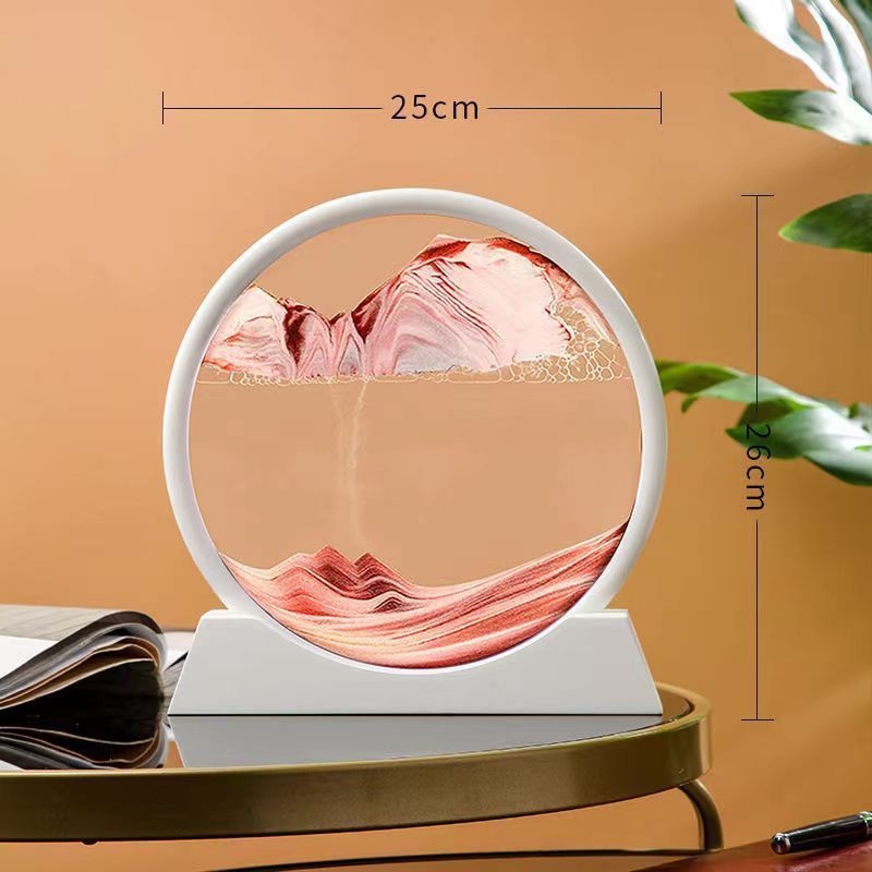 Stiklinis 3D smėlio laikrodis, dinamiška smėlio meno dekoracija biurui ir svetainei, modernus minimalistinis stilius, dovana