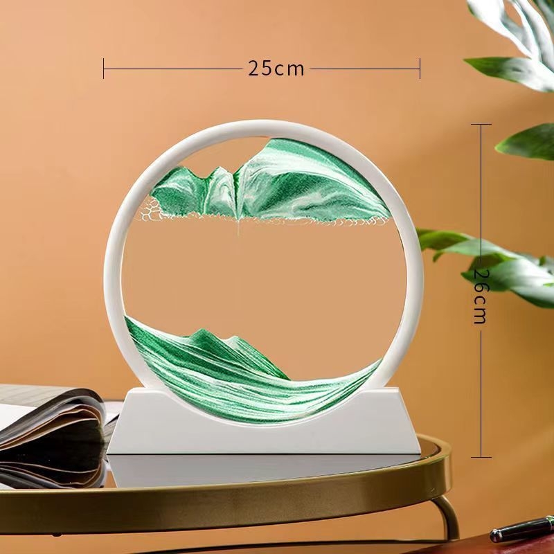 Stiklinis 3D smėlio laikrodis, dinamiška smėlio meno dekoracija biurui ir svetainei, modernus minimalistinis stilius, dovana