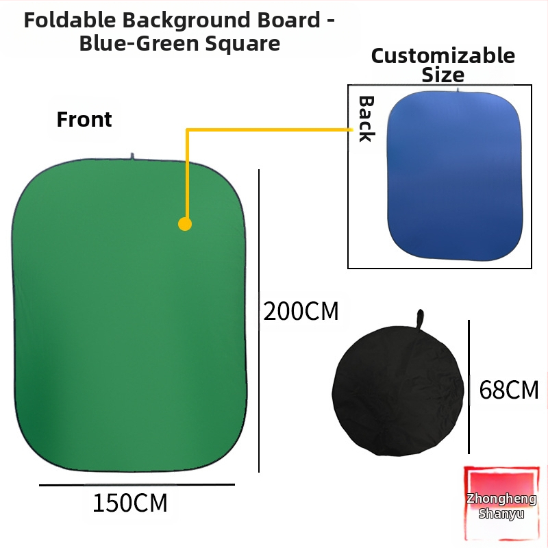 Еластично сгъващо се фоново платно за хромакей, полиестер, множество размери, подходящо за ID снимка, възможност за печат на лого