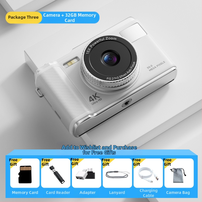 CCD ψηφιακή κάμερα – μαθητής αρχικού επιπέδου, φορητή κάμερα για ταξίδια, πλήρως αυτόματη, 50 MP, 16x οπτικό ζουμ, 16 GB εσωτερική μνήμη, USB 2.0