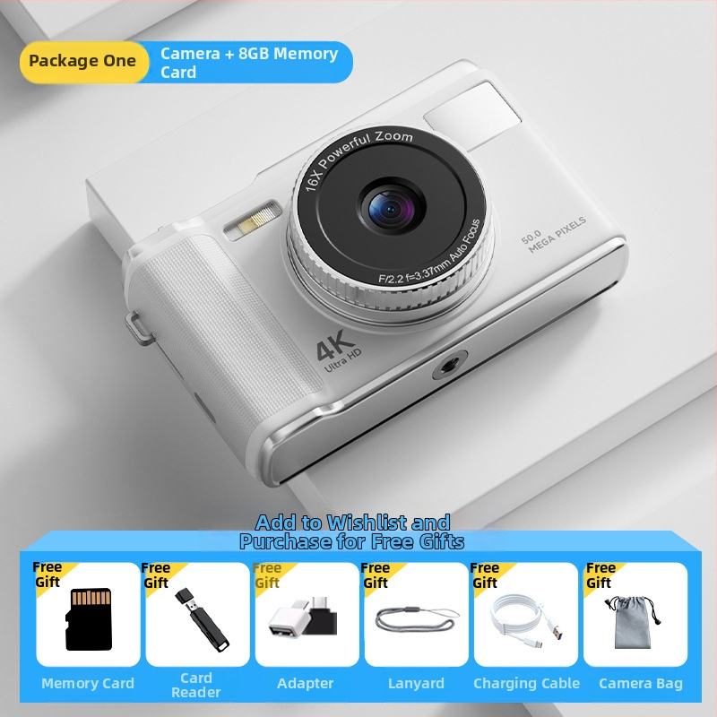 CCD ψηφιακή κάμερα – μαθητής αρχικού επιπέδου, φορητή κάμερα για ταξίδια, πλήρως αυτόματη, 50 MP, 16x οπτικό ζουμ, 16 GB εσωτερική μνήμη, USB 2.0