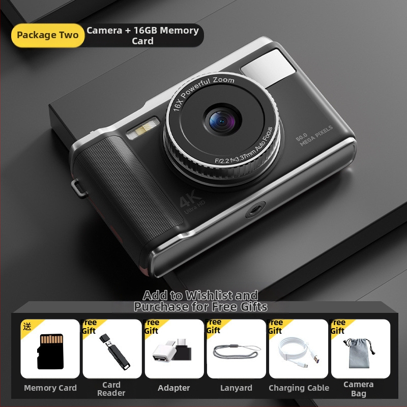 CCD ψηφιακή κάμερα – μαθητής αρχικού επιπέδου, φορητή κάμερα για ταξίδια, πλήρως αυτόματη, 50 MP, 16x οπτικό ζουμ, 16 GB εσωτερική μνήμη, USB 2.0