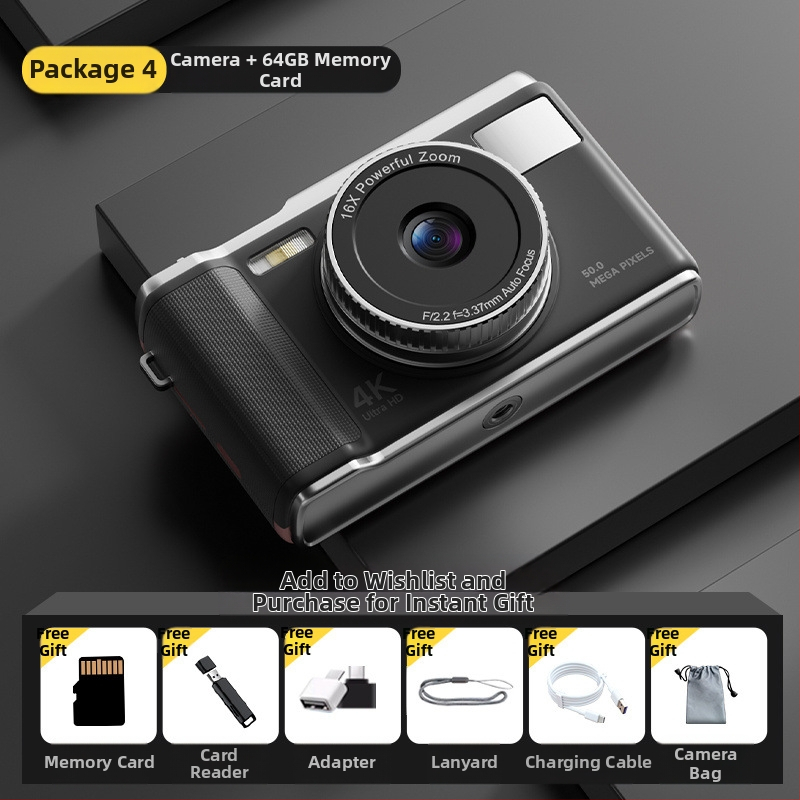 CCD ψηφιακή κάμερα – μαθητής αρχικού επιπέδου, φορητή κάμερα για ταξίδια, πλήρως αυτόματη, 50 MP, 16x οπτικό ζουμ, 16 GB εσωτερική μνήμη, USB 2.0