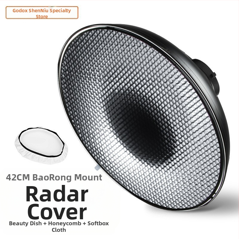 Radarový kryt pre fotografiu s honeycomb mriežkou pre jemné svetlo, kovová konštrukcia, vhodný pre portrét a still-life fotografiu, nosnosť 2-5 kg, hmotnosť 1 kg