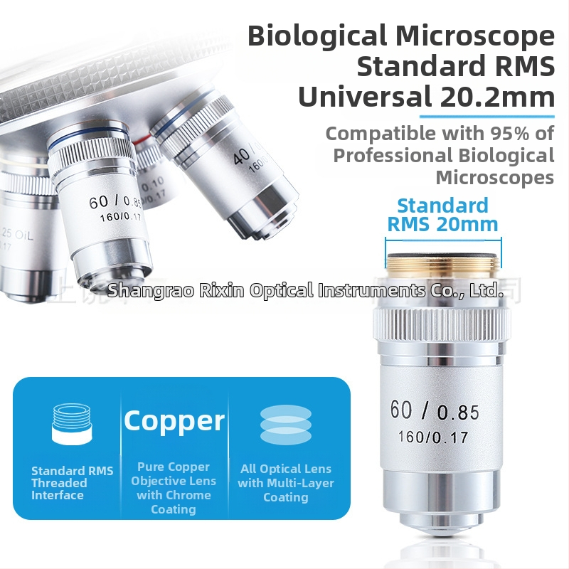 NISHAI ахроматичен микроскопски обективи комплект — 4x, 10x, 20x, 40x, 60x; приложения: биология, химия, изследвания