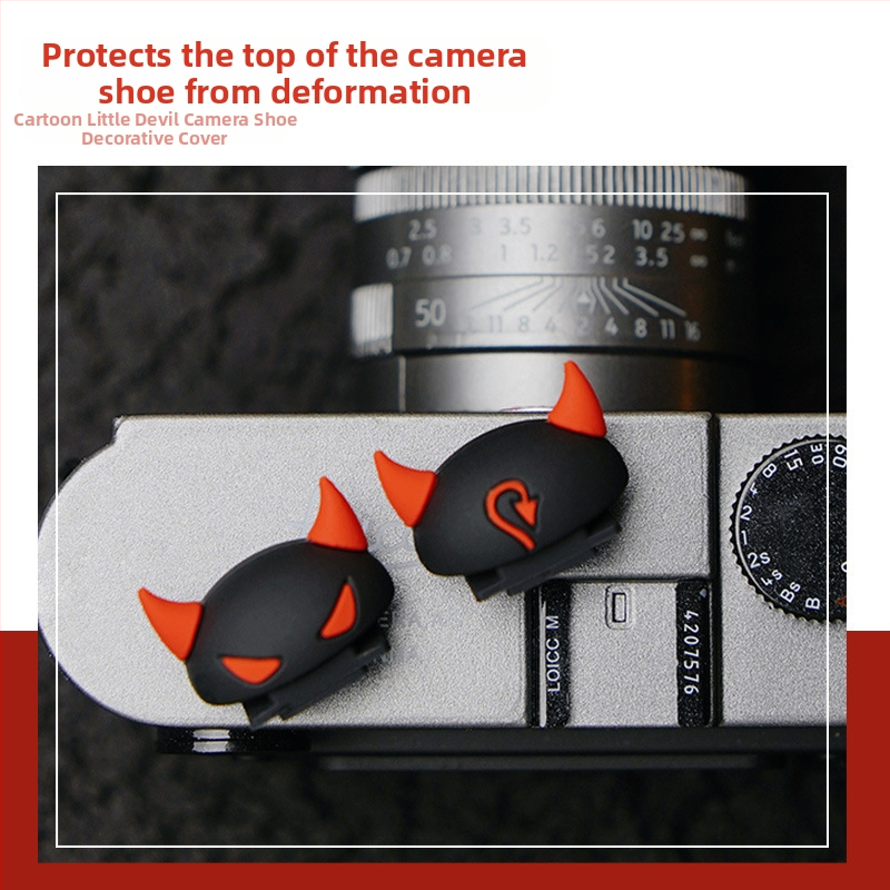 Силиконов капак за горещата обувка на камерата — универсален карикатурен дизайн с дяволски рога, лесен монтаж, съвместим с DSLR и безогледални камери