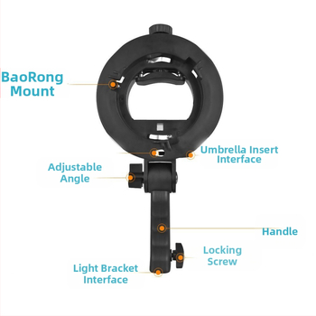 Cario S kronšteins – plastmasas rokas balsts zibens, mikrofona un softbox gaismai; maksimālā slodze 2 kg; svars 0,5 kg
