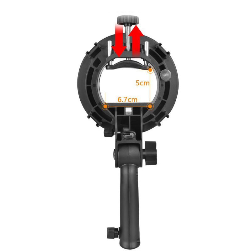 Cario S kronšteins – plastmasas rokas balsts zibens, mikrofona un softbox gaismai; maksimālā slodze 2 kg; svars 0,5 kg