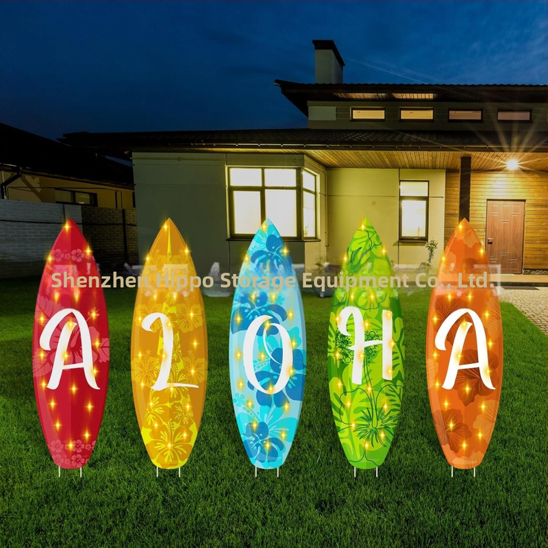 Διακοσμητικό σήμα κήπου για καλοκαίρι — μοτίβα φλαμίνγκο, ανανά, Χαβάη και πεπόνι, διακόσμηση κήπου για πάρτι (Μάρκα Hippopotamus)