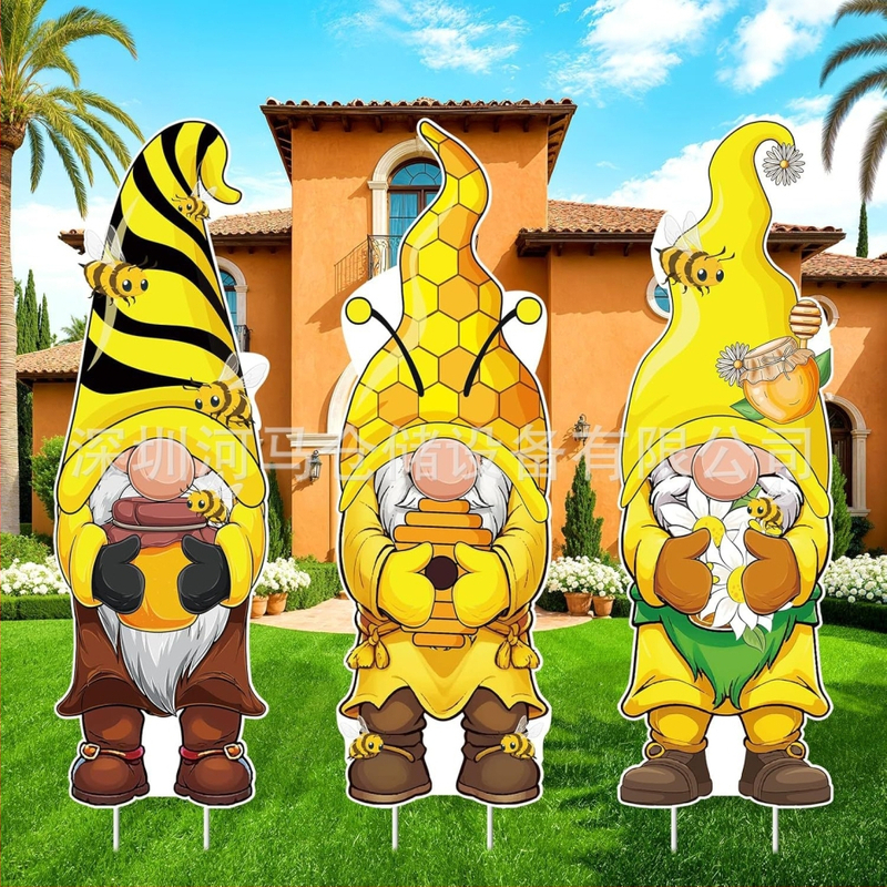 Διακοσμητικό σήμα κήπου για καλοκαίρι — μοτίβα φλαμίνγκο, ανανά, Χαβάη και πεπόνι, διακόσμηση κήπου για πάρτι (Μάρκα Hippopotamus)