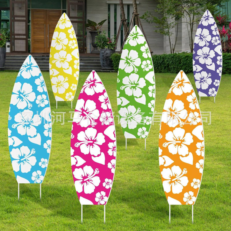 Διακοσμητικό σήμα κήπου για καλοκαίρι — μοτίβα φλαμίνγκο, ανανά, Χαβάη και πεπόνι, διακόσμηση κήπου για πάρτι (Μάρκα Hippopotamus)