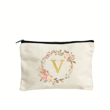 Платнен несесер за козметика с буквен принт, дишаща подплата от полиестер, за ежедневна употреба, унисекс, градски минималистичен стил