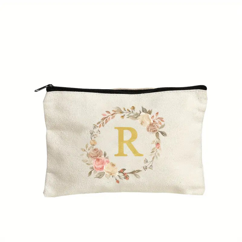 Vászon kozmetikai neszesszer betű mintával, légáteresztő poliészter bélés, mindennapi használatra, uniszex, városi minimalista stílus