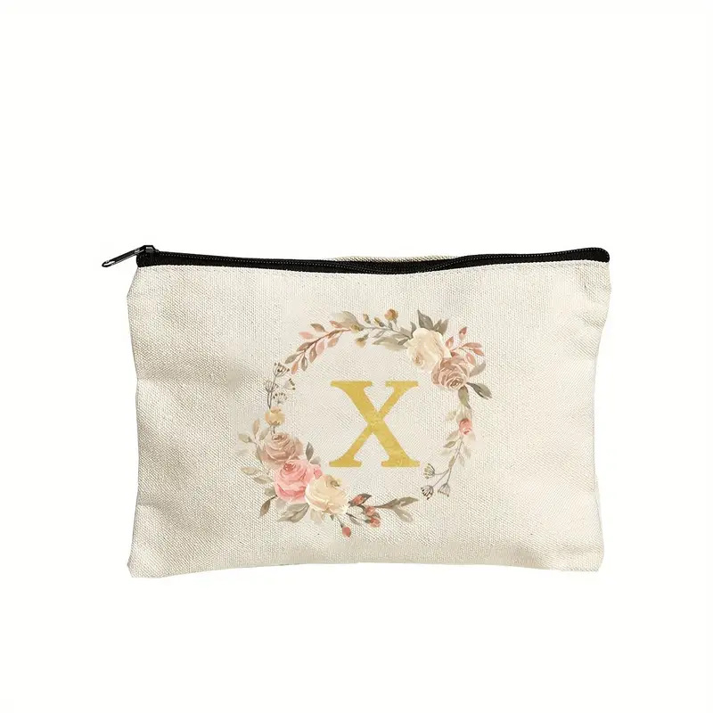 Vászon kozmetikai neszesszer betű mintával, légáteresztő poliészter bélés, mindennapi használatra, uniszex, városi minimalista stílus