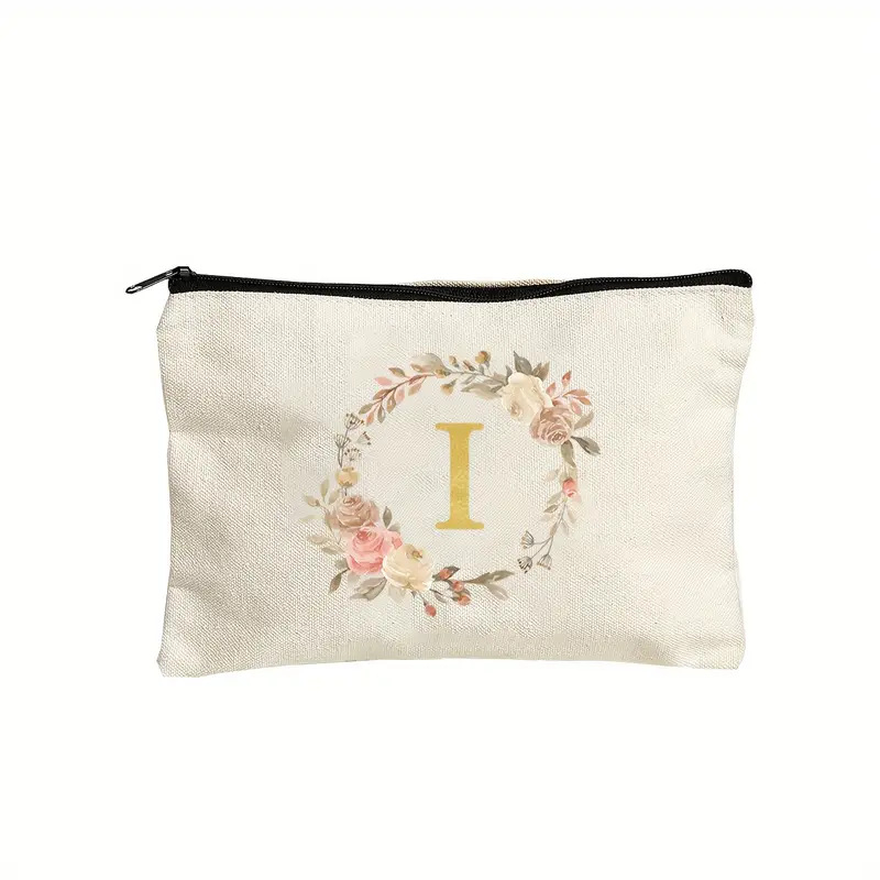 Vászon kozmetikai neszesszer betű mintával, légáteresztő poliészter bélés, mindennapi használatra, uniszex, városi minimalista stílus