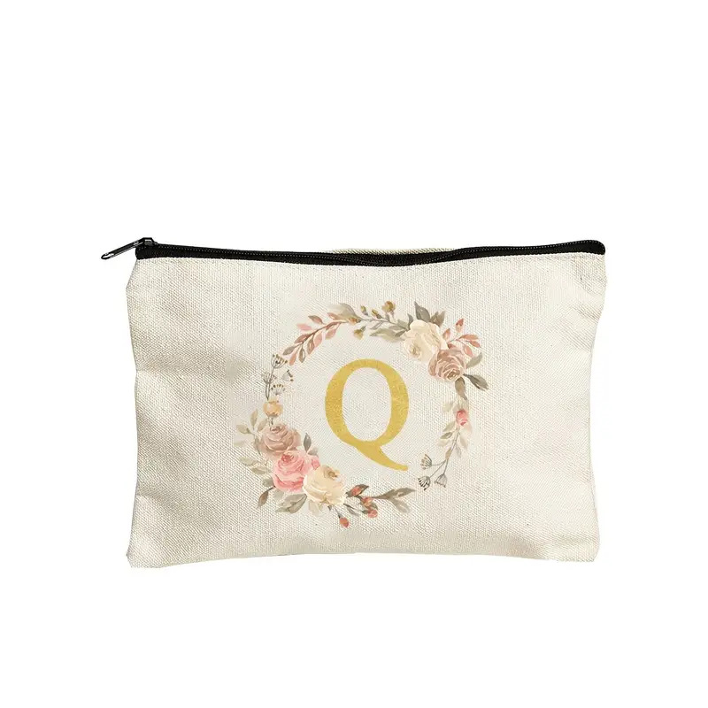 Vászon kozmetikai neszesszer betű mintával, légáteresztő poliészter bélés, mindennapi használatra, uniszex, városi minimalista stílus