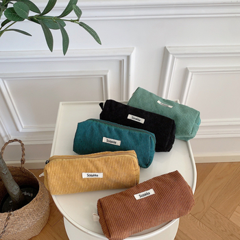 Θήκη μολυβιών από corduroy, κορεατικού στυλ για μαθητές – τσάντα γραφικών υλικών και μολυβοθήκη