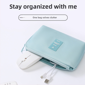 Τσαντάκι αποθήκευσης καλωδίων δεδομένων και ακουστικών – στυλ χειρός, πολυεστέρας, μοντέλο xksmb, για ταξίδια, κλείσιμο με φερμουάρ