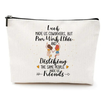 Чанта за грим с цип, канвас, принт с букви, урбан стил, унисекс, подплата полиестер