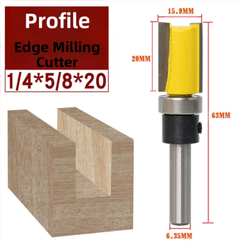 Κεφαλή κοπής ξύλου με ρουλεμάν, άξονας 6.35 mm, ευθεία/αντιγραφική φρέζα για φρεζαριστικές μηχανές