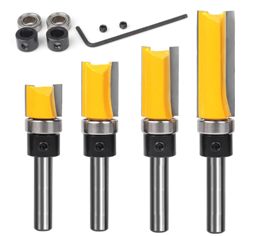 Κεφαλή κοπής ξύλου με ρουλεμάν, άξονας 6.35 mm, ευθεία/αντιγραφική φρέζα για φρεζαριστικές μηχανές